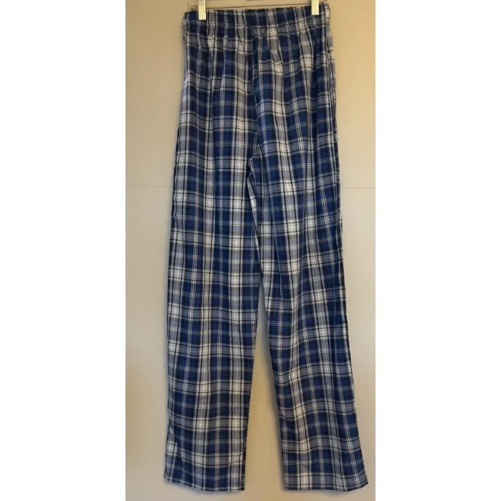 Hanes Men Woven Blue Plaid Pajamas Pant Size S (28-30)